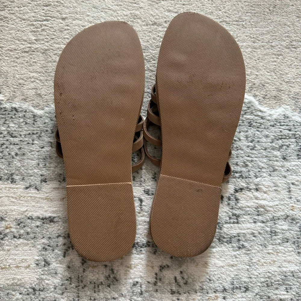 🆕 Greek taupe suede knot detail strappy flat sandals